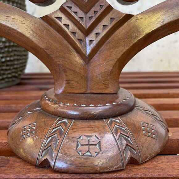 Vintage European Hand Carved Wooden Candelabra - Picture 5 of 10